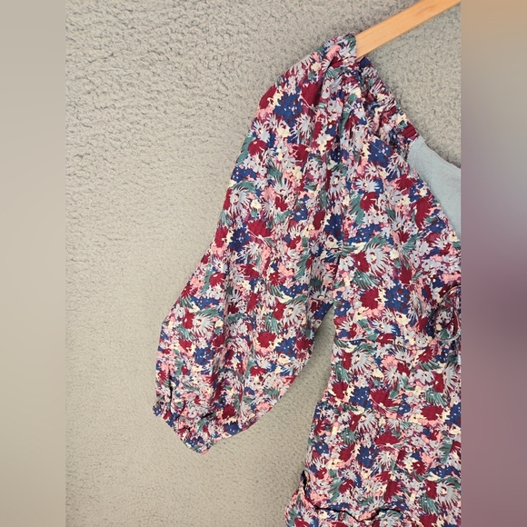 Madewell Amalia Womens Floral Tiered Mini Dress Sz 00 Spring Summer Festival - Picture 9 of 13